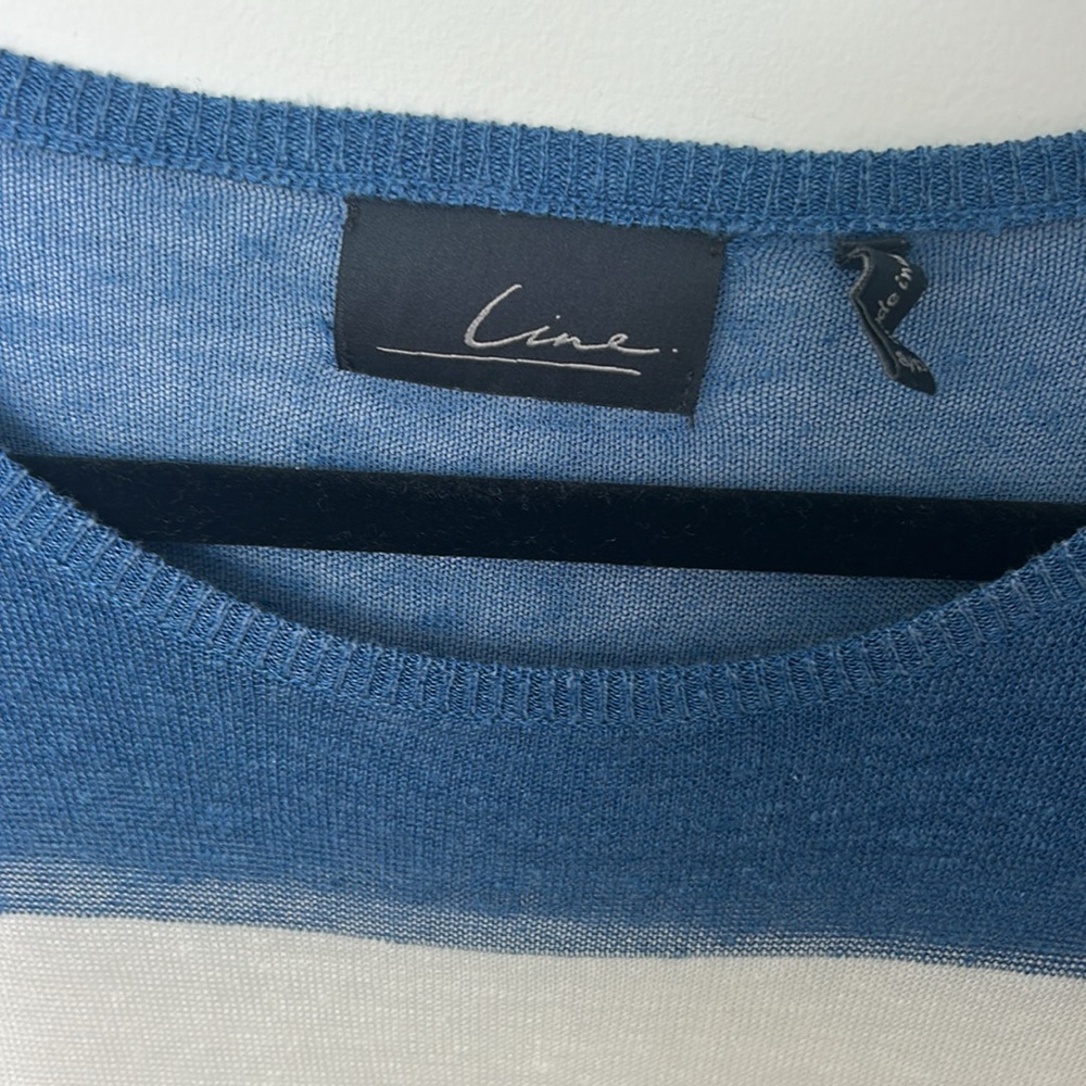 Line Blue and White Striped Linen Sweater Sweater - Picture 2 of 4